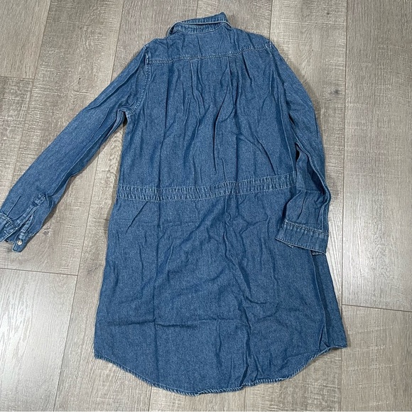 Divided H&M Denim Shirt Dress  Floral Embroidery Size 2 long sleeve - Picture 5 of 6